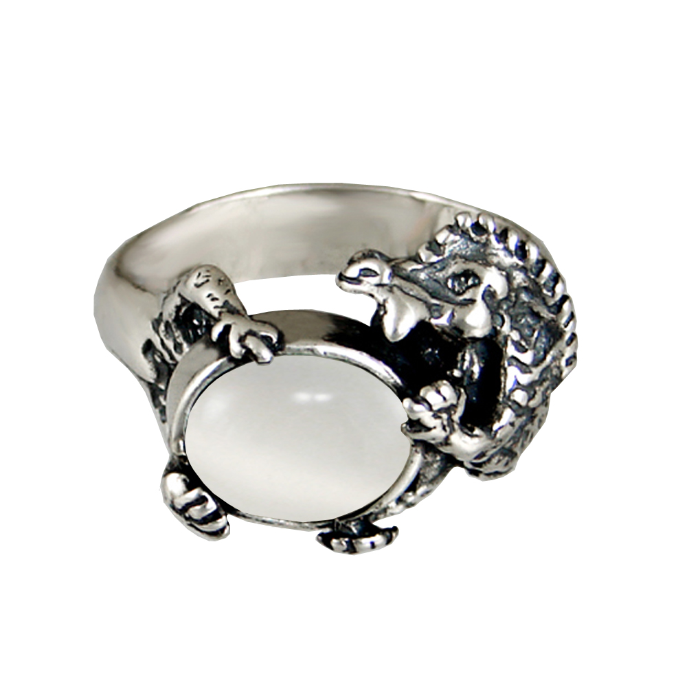 Sterling Silver Dragon Ring With White Moonstone Size 8 Sterling Silver Dragon Ring With White Moonstone Size 8
